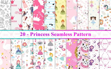 Princess Seamless Pattern, Princess Pattern - TemplateMonster