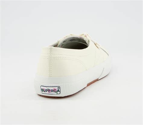 Superga 2750 Trainers Pristine Off White Leather Floral Exclusive