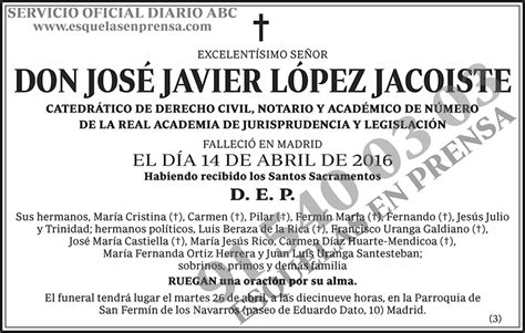 Jos Javier L Pez Jacoiste Esquelas Abc