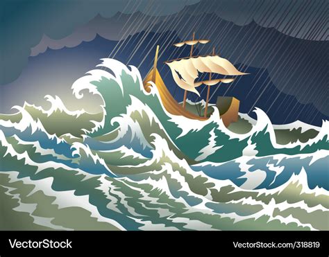 Ship Sinking In The Storm Royalty Free Vector Image