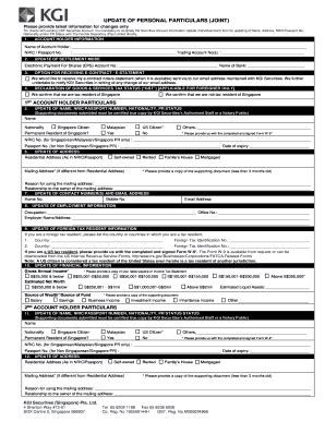 Fillable Online Kgifraser UPDATE OF PERSONAL PARTICULARS JOINT