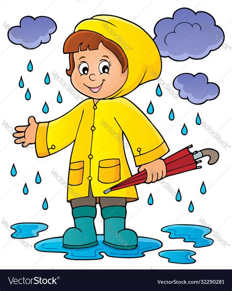 Girl in rainy weather theme image 1 Royalty Free Vector