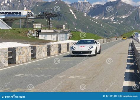 In The Street A White Ferrari Take Part In The Cavalcade 2018 Event