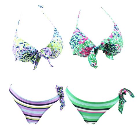 Floral Bowknot Bikini Swimwear For Small Bust Female Thickening