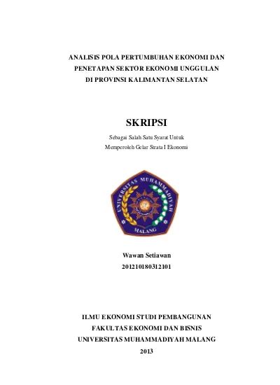 Analisis Pola Pertumbuhan Ekonomi Dan Penetapan Sektor Ekonomi Unggulan