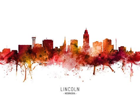 Lincoln Nebraska Skyline Digital Art by Michael Tompsett - Pixels