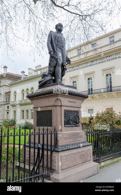 Statue of Sir John Franklin, Arctic explorer. Waterloo Place, London ...