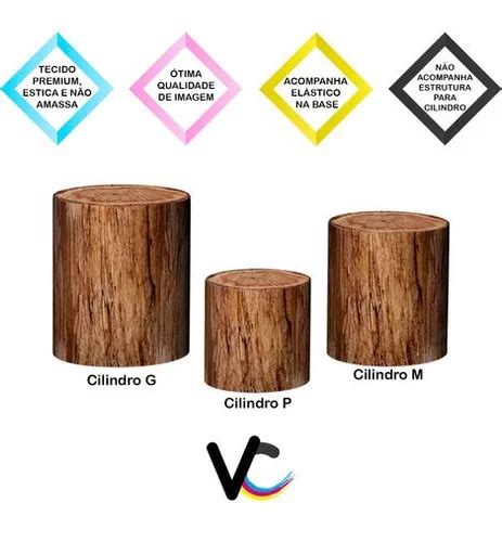 Trio De Capas De Cilindro 3d Efeito Tronco Madeira 2 Parcelamento