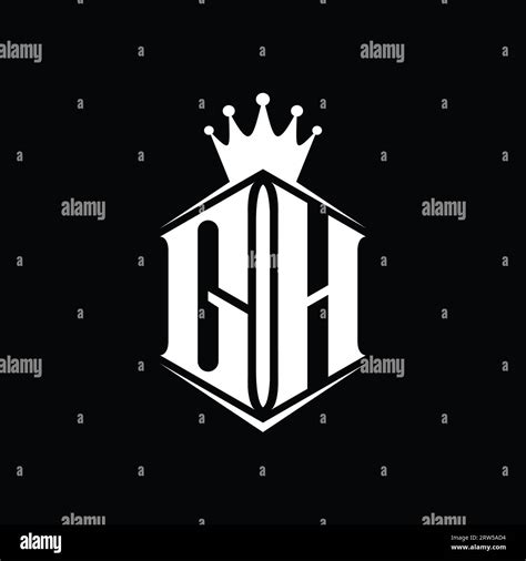 GH Letter Logo Monogram Hexagon Shield Shape Crown With Sharp Style