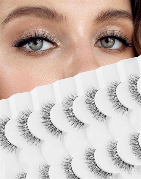 Natural False Eyelashes Clear Band Lashes Natural Look Jiocolor Wispy Faux Mink