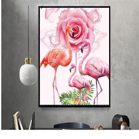 Diamond Painting Flamingo Art 5d Diy Handmade Embroidery Pink Birds