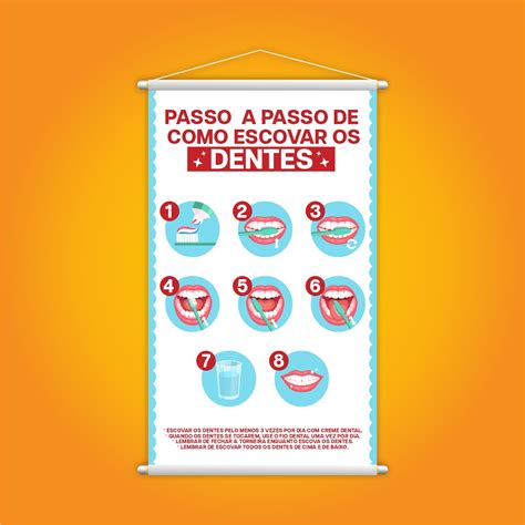 Como Escovar os Dentes Higiene Bucal Banner Pedagógico Loja PlimShop