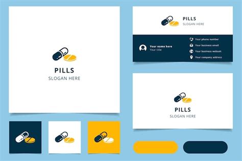 Premium Vector Pills Logo Design With Editable Slogan Branding Book And