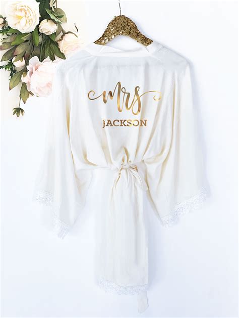 Mrs. Personalized Cotton Lace Robes - Famous Favors