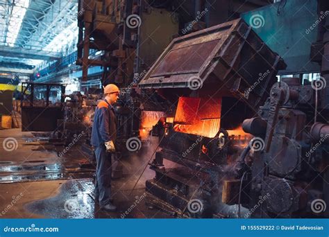 Workers in the Steel Mill on the Metallurgical Plant. Stock Photo - Image of manufacturing ...