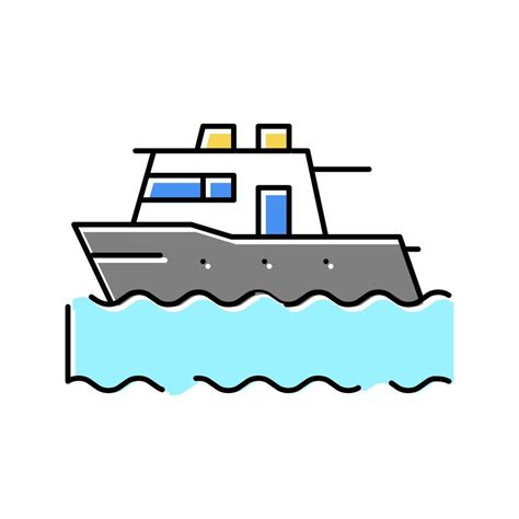 Boat Floating In Sea Color Icon Vector Illustration 19597916 Vector Art