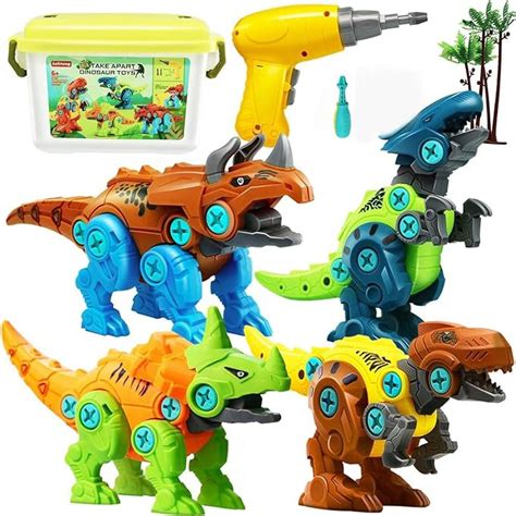 Set De Asamblare Dinozauri Pentru Copii Cu Cutie De Depozitare Masina