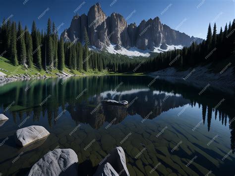 Premium AI Image | Mountain lake background