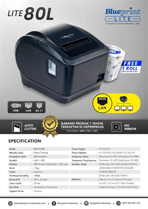 Printer Thermal Pos Blueprint Lite L Usb Lan Berita Blueprint