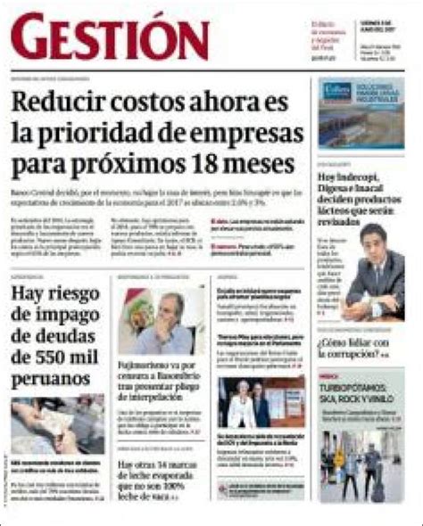 Periódico Diario Gestión Perú Periódicos de Perú Edición de sábado