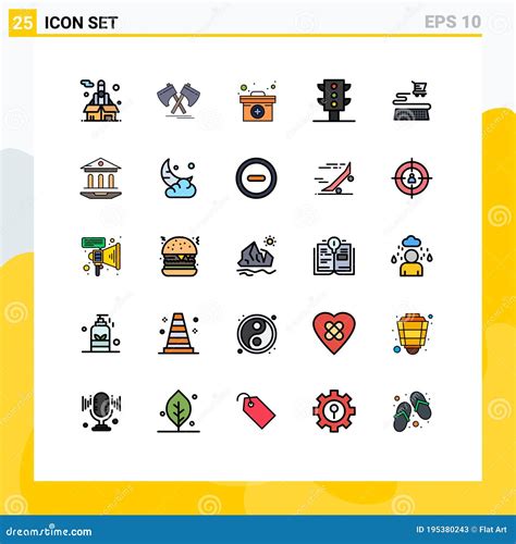 Conjunto De 25 Conjuntos De Cores Planas De Linha Cheia Comercial Para