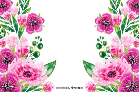 Fondo Natural Con Flores Coloridas En Acuarela Vector Gratis