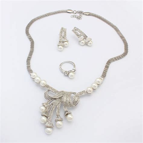 Zinc Alloy Jewelry Sets Finger Ring And Earring And Necklace With Abs