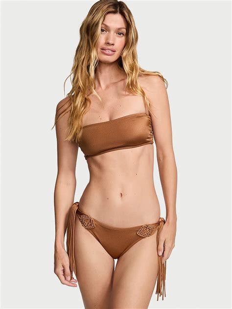 Buy VS Archives Swim Macrame Fringe Cheeky Bikini Bottom Caramel Order Bikini Bottom Online