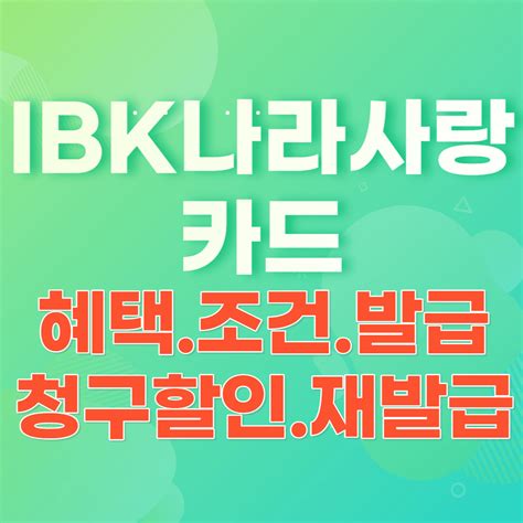 Ibk나라사랑 카드 혜택 조건 발급방법재발급청구할인 방법 실검뉴스