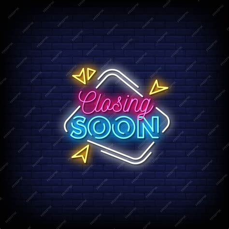 Premium Vector Closing Soon Neon Signs Style Text