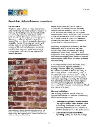 Repointing Historical Masonry Structures