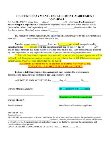 Film Deferred Payment Contract Template Prntbl