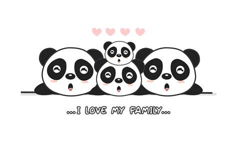 Cute happy panda family say I love my family. 547783 Vector Art at Vecteezy