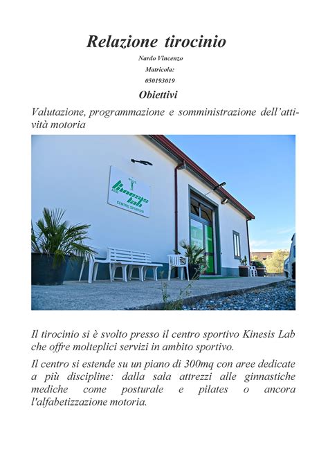 Relazione Tirocinio Scienze Motorie 7