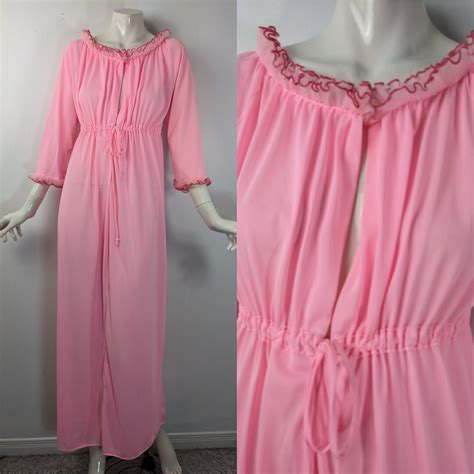Vintage Lingerie Nylon Lingerie Nightie Robe Pink Vintage Pajamas S Nightgown Size S Etsy