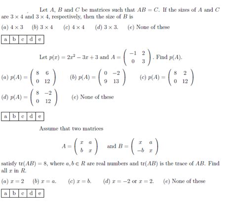 Solved Let A B And C Be Matrices Such That Ab C If The Chegg