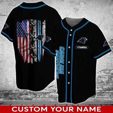 Carolina Panthers Flag Baseball Jersey for NFL Fans - Bluefink