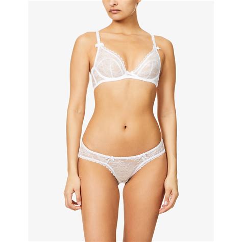 Agent Provocateur White Hinda Underwired Lace And Mesh Bra Editorialist