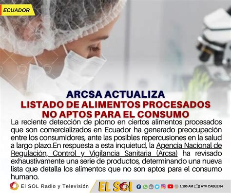 Arcsa Actualiza Listado De Alimentos Procesados No Aptos Para El