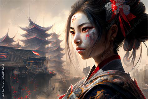 Geisha Anime Girl A Beautiful Fusion Of Tradition And Modernity Ai Generated Wallpaper Design