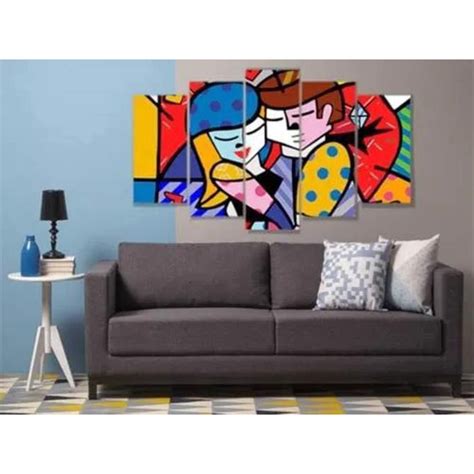 Quadro Mosaico Romero Britto Casal 5pçs no Shoptime