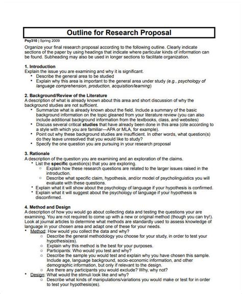 12 Project Proposal Outline Templates Pdf Word