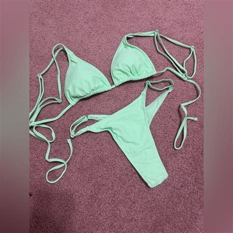 New Small Mint Green Pastel Bikini Swimsuit Bathing S Gem