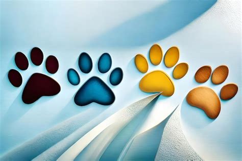 Premium AI Image | A blue and orange paw print of a paw print.