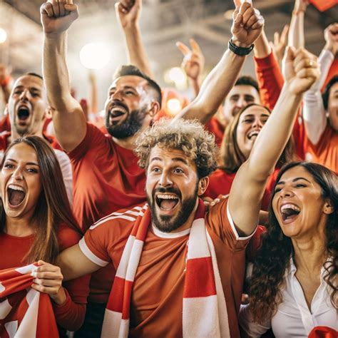 Soccer Fans Cheering Their Team In The Stadium Premium Ai Generated Image