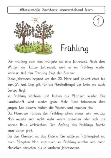 Sachtexte Frühling sinnverstehend lesen Deutsch nachhilfe Lesen