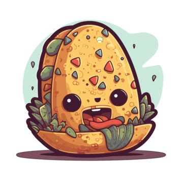 Cartoon Taco With Big Eyes Clipart Vector Mexican Taco Mexican Taco