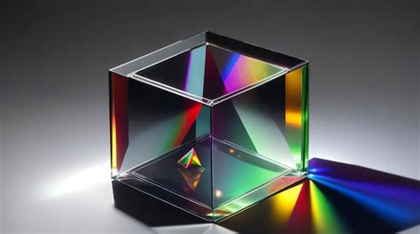 Premium Ai Image Cubic Glass Prism Refracting Light Rays On A Dark