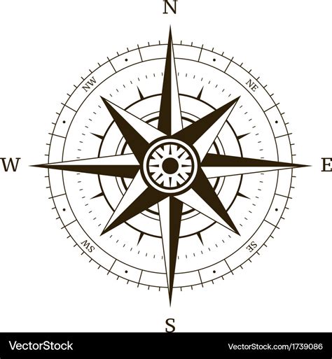 Compass Wind Rose Royalty Free Vector Image Vectorstock