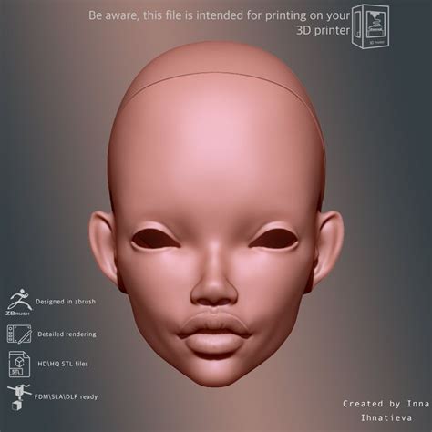 D Model Stl File Bjd Doll Head With Cap For D Printing Etsy Bjd